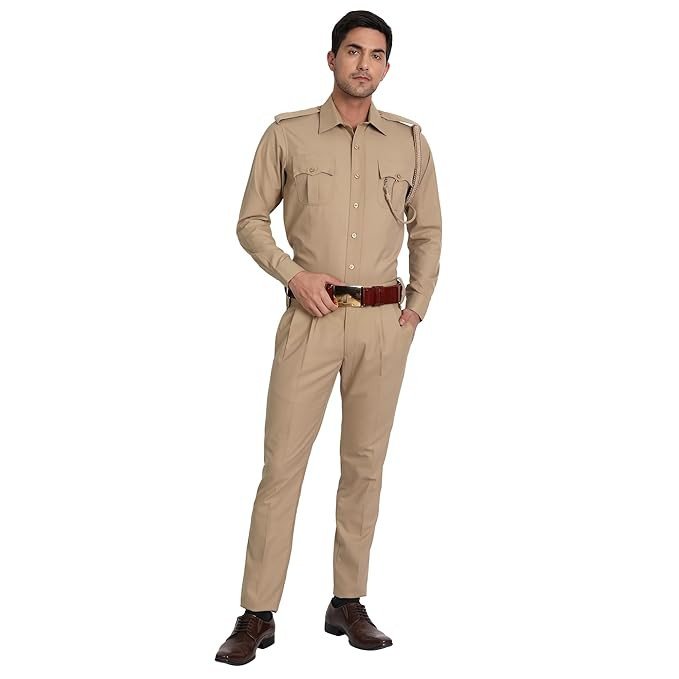 niformer Khaki Police Full Sleeves Shirt and Trouser Set for Men